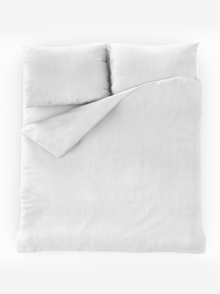 Kvalitex Lenjerie de pat creponată franceză 240x200, 70x90cm alb Kvalitex