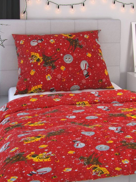 Kvalitex Lenjerie de pat de Crăciun 140x200, 70x90cm SNOWFLIES roșu
