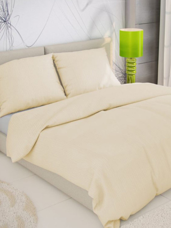 Kvalitex Lenjerie de pat clasică creponată 140x200, 70x90cm crem Kvalitex