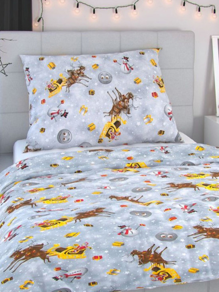 Kvalitex Lenjerie de pat de Crăciun 140x200, 70x90cm Gri SNOWFLIES