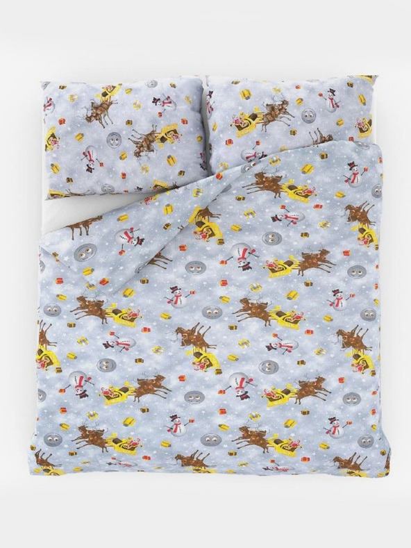 Kvalitex Lenjerie de pat de Crăciun 140x200, 70x90cm Gri SNOWFLIES