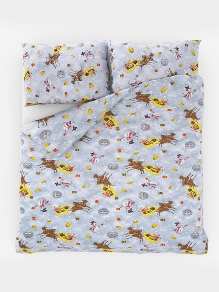 Kvalitex Lenjerie de pat de Crăciun 140x200, 70x90cm Gri SNOWFLIES