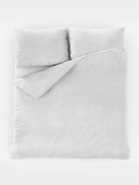 Kvalitex Lenjerie de pat clasică creponată 140x200, 70x90cm albă Kvalitex