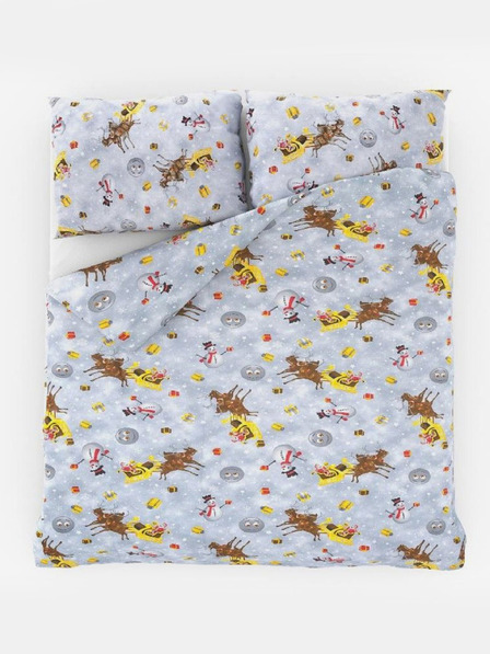 Kvalitex Lenjerie de pat de Crăciun 140x220, 70x90cm SNOWFLIES gri