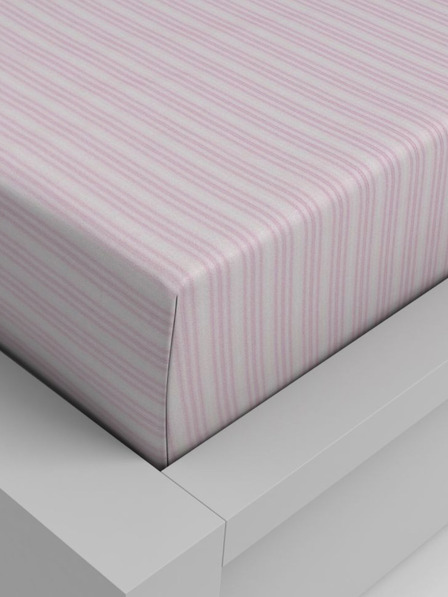 Kvalitex Cearșaf tensionat din bumbac 90x200cm dungă roz Kvalitex