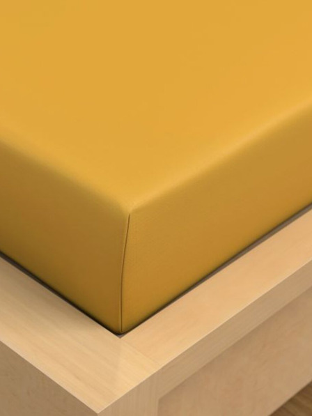 Kvalitex Cearceaf din bumbac cu elastic 90x200cm galben Kvalitex