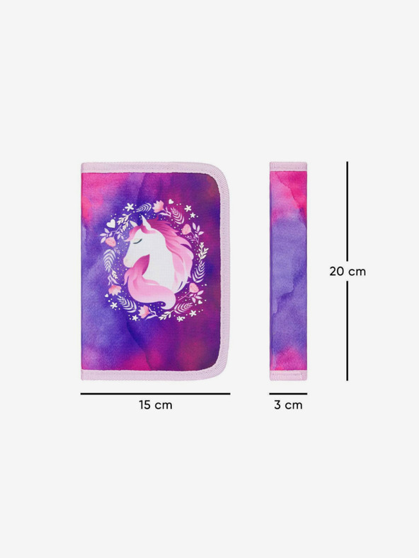 BAAGL  Geantă școlară violetă pentru creioane cu un singur nivel Baagl Horse