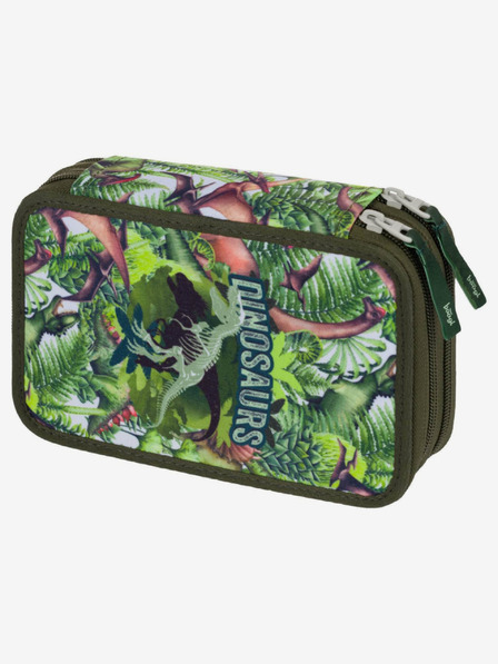 BAAGL  Valiză pentru creioane școlare verde Baagl Dinosaurs