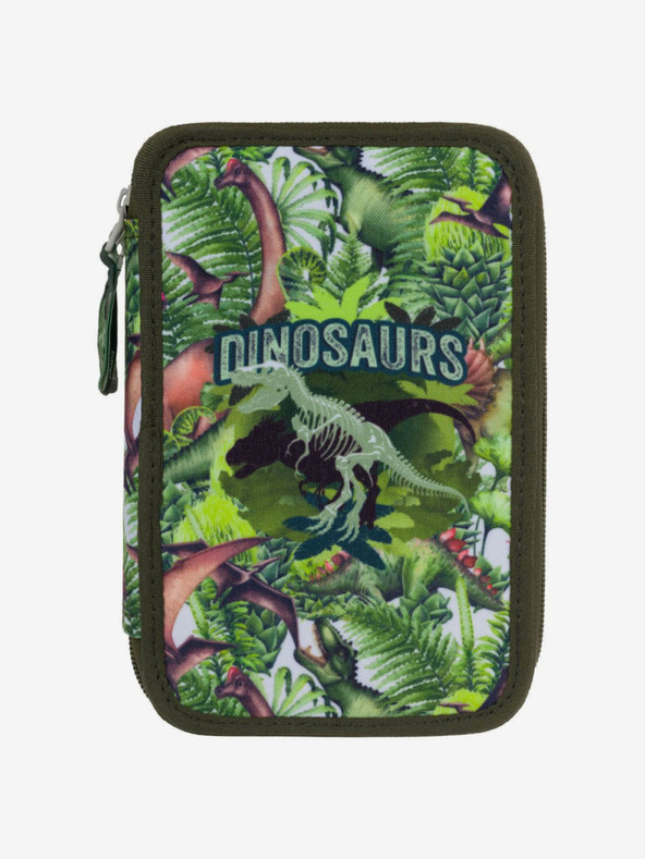 BAAGL  Valiză pentru creioane școlare verde Baagl Dinosaurs