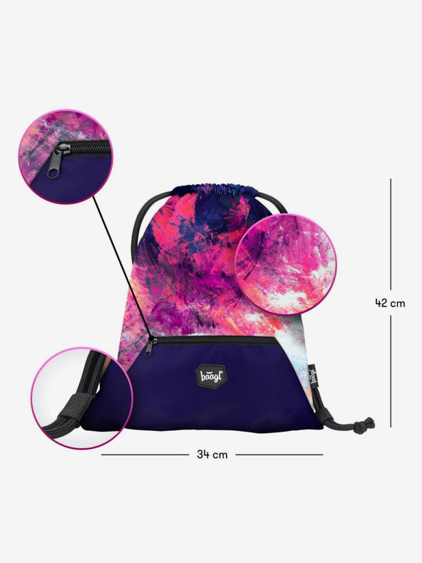BAAGL  Roz 3 set abstract: rucsac, husă pentru creioane, geantă Baagl