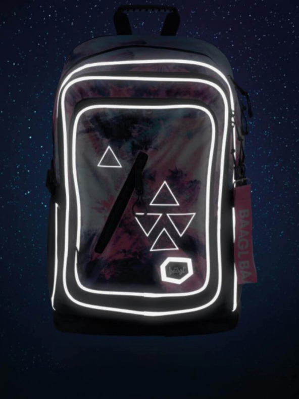 BAAGL  Roz 3 set abstract: rucsac, husă pentru creioane, geantă Baagl