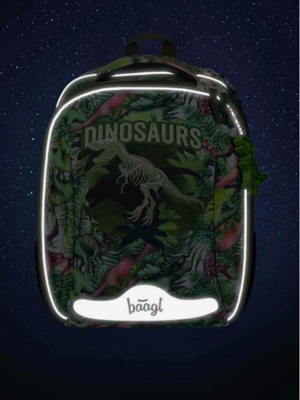 BAAGL  Geantă de școală verde Shelly dinozauri Baagl