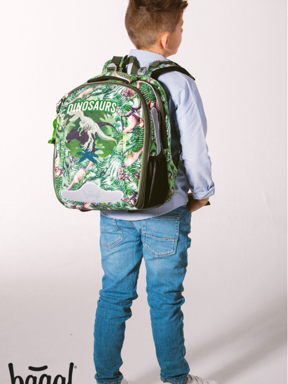 BAAGL  Geantă de școală verde Shelly dinozauri Baagl