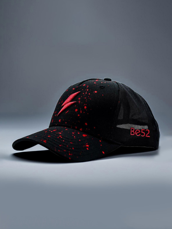 Be52 Șapcă premium Be52 Bolt splash neagră/roșie