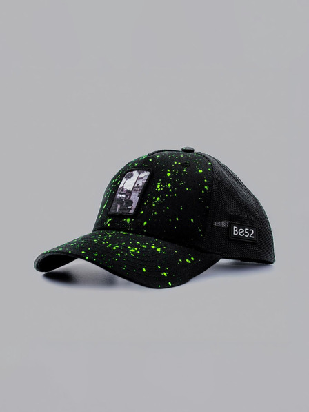 Be52 Șapcă premium Be52 Wagon splash neagră/verde neon