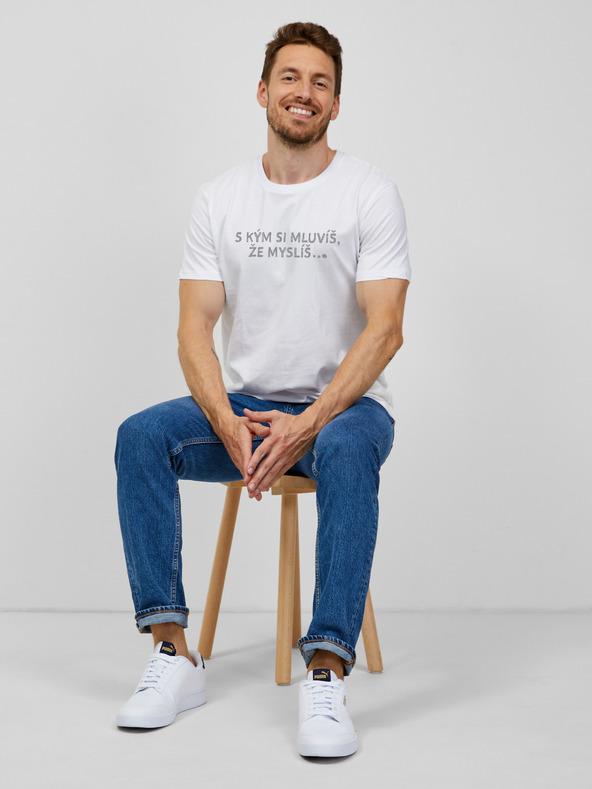 ZOOT.Original Tricou alb pentru bărbați ZOOT.Original Cu cine vorbești, că te gândești