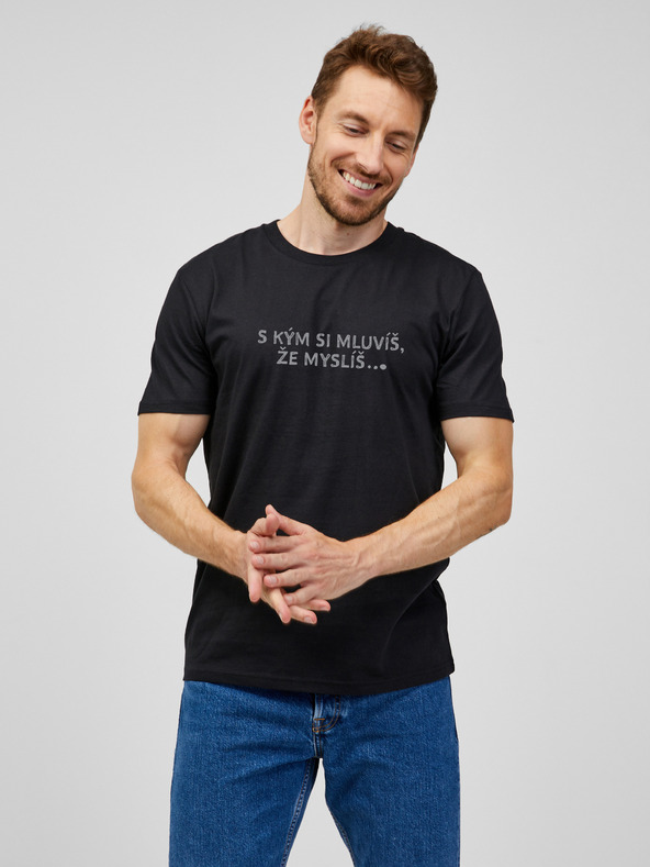 ZOOT.Original Tricou negru pentru bărbați ZOOT.Original Cu cine vorbești că te gândești