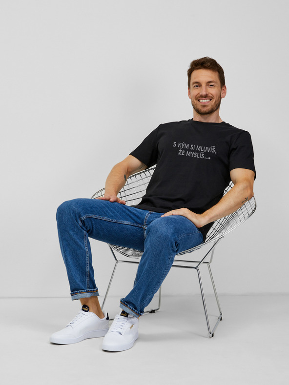 ZOOT.Original Tricou negru pentru bărbați ZOOT.Original Cu cine vorbești că te gândești