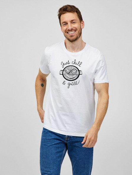 ZOOT.Original Tricou alb pentru bărbați ZOOT.Original Just chill & grill