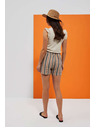 Moodo Pantaloni scurți cu dungi gri și maro pentru femei Moodo