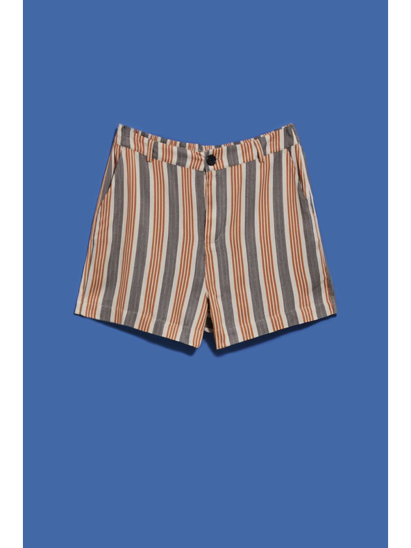 Moodo Pantaloni scurți cu dungi gri și maro pentru femei Moodo