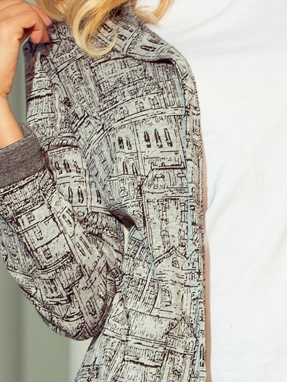 numoco Palton gri cu model pentru femei, cu glugă și buzunare Numoco