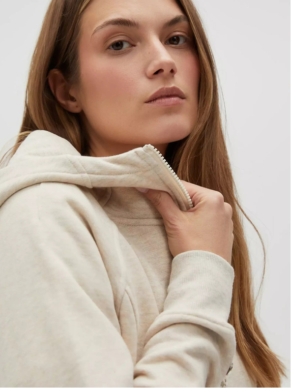Moodo Hanorac cu glugă și fermoar, bej, pentru femei Moodo