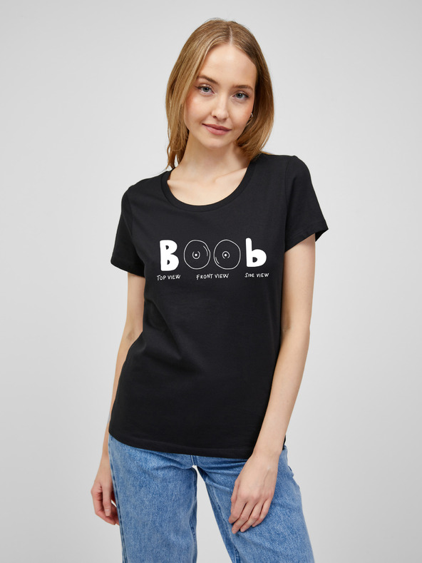 ZOOT.Original Tricou negru pentru femei cu imprimeu ZOOT.Original Boob