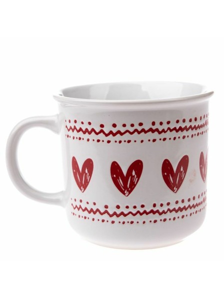 Casa de Engel Cană ceramică cu inimi, albă, 450ml, 6/36