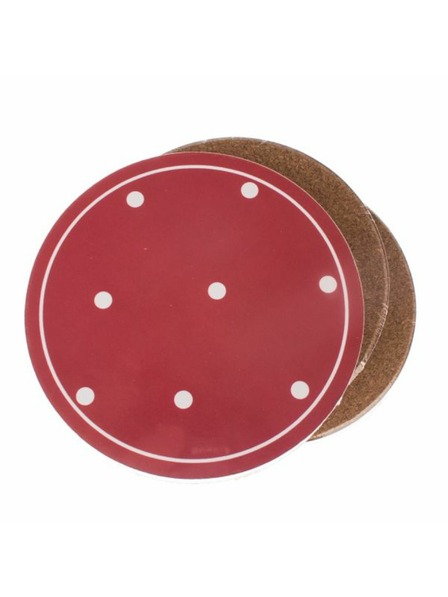 Casa de Engel Suporturi de pahar din plută, roșii cu buline albe - set 6buc, /60