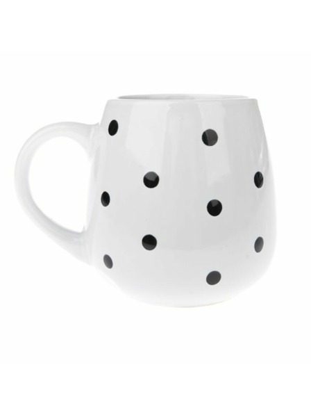 Casa de Engel Cană ceramică, albă cu buline negre, 520ml, 12/36
