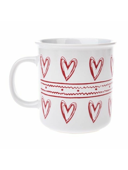 Casa de Engel Cană ceramică cu inimi, albă, 710ml, 6/24