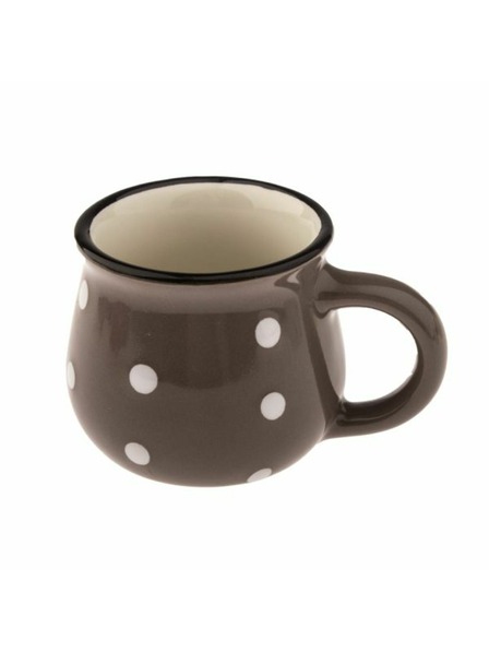 Casa de Engel Cană ceramică - gri închis cu buline, 75ml, 24/144