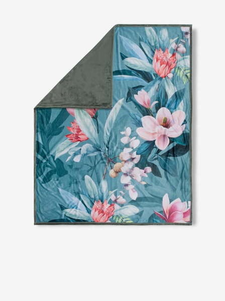 Descanso Plaid albastru cu flori Descanso 130 x 160 cm