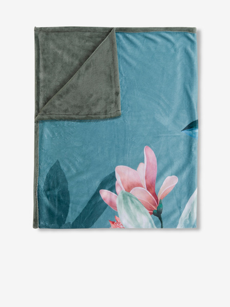 Descanso Plaid albastru cu flori Descanso 130 x 160 cm