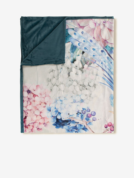 Descanso Plaid cu flori gri deschis Descanso 130 x 160 cm