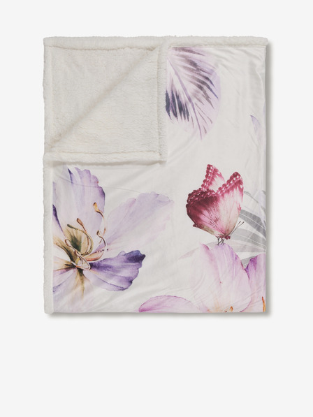Descanso Pled alb cu flori Descanso 130 x 160 cm