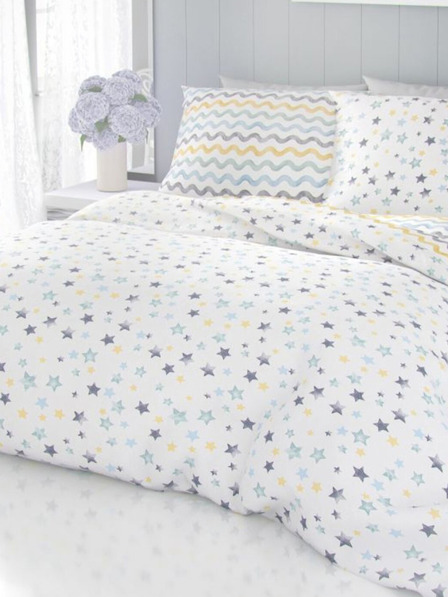 Kvalitex Lenjerie de pat franceză din bumbac Delux 220x200, 70x90cm Duo albastru Kvalitex