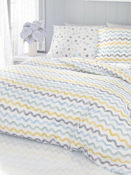 Kvalitex Lenjerie de pat franceză din bumbac Delux 220x200, 70x90cm Duo albastru Kvalitex