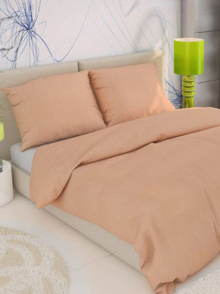 Kvalitex Lenjerie de pat creponată franțuzească 240x200, 70x90cm somon Kvalitex