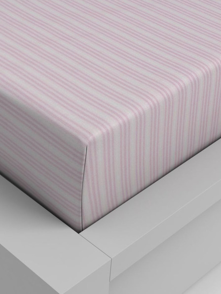 Kvalitex Cearșaf elastic din bumbac 140x200cm dungi roz Kvalitex