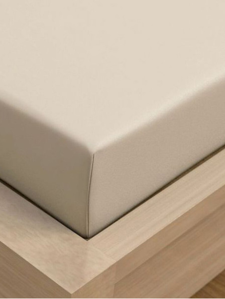 Kvalitex Cearșaf Jersey cu lycra pentru pat de o persoană 90x200cm bej deschis Kvalitex