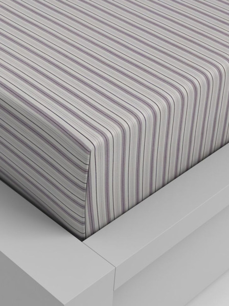 Kvalitex Cearșaf elastic din bumbac 100x200cm dungi violet Kvalitex
