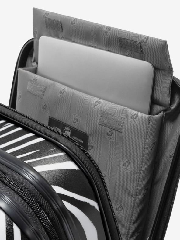 Heys Valiză de călătorie alb-neagră cu imprimeu de animal Heys EZ Fashion S Zebra