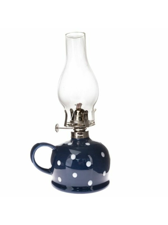 Casa de Engel Lampă cu kerosen din ceramică - albastră cu puncte albe, 0/9