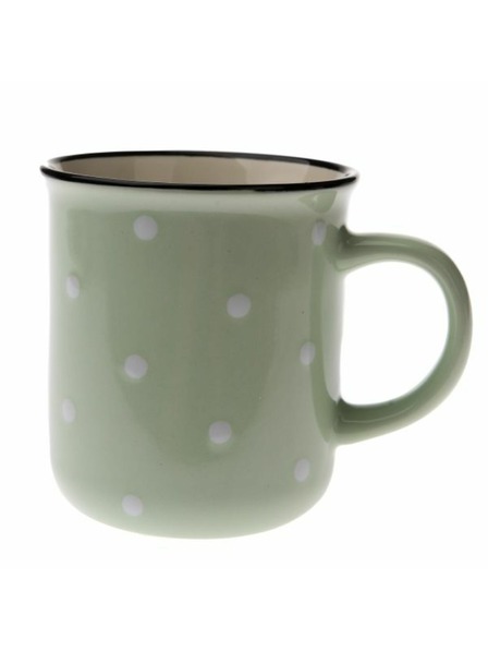 Casa de Engel Cană ceramică - verde deschis cu buline, 350ml, 6/36