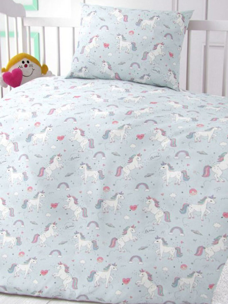 Kvalitex Lenjerie pentru pătuț din bumbac Unicorn gri