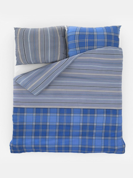 Kvalitex Lenjerie de pat franceză extinsă din bumbac DELUX 240x220, 70x90cm CAMPUS albastru