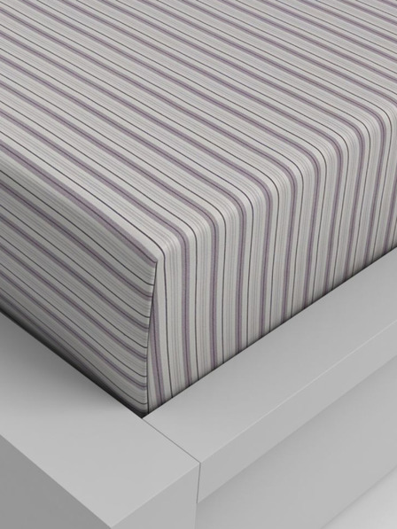 Kvalitex Cearșaf elastic din bumbac 200x200cm dungi violet Kvalitex