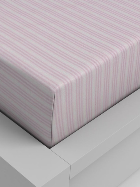 Kvalitex Cearșaf elastic din bumbac 180x200cm dungi roz Kvalitex